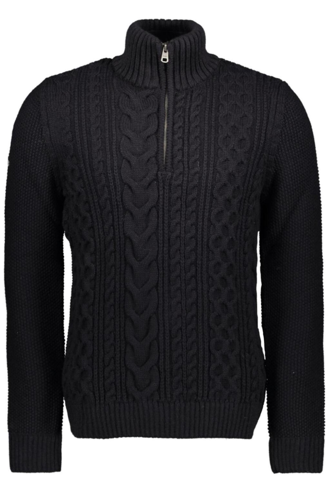 JACOB CABLE KNIT HALF ZIP M6110698A ECLIPSE NAVY